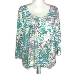 Floral Vneck Blouse